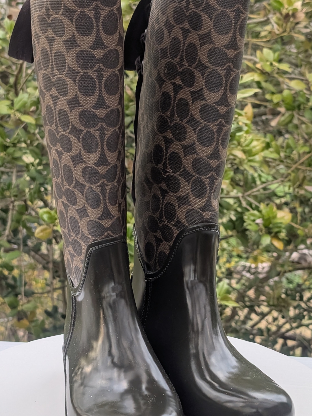 Coach Brown Signature Logo Rain Boots